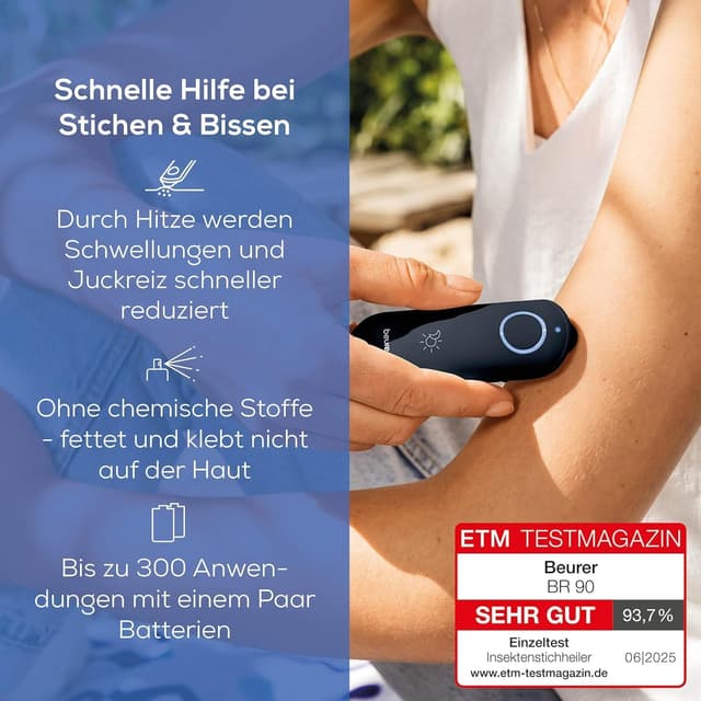 Detalle de Beurer BR 90 Insektenstichheiler – elektronischer Hitzestift gegen Mückenstiche & Insektenbisse