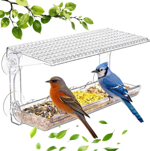 Detalle de SUPERFA Clear Window Bird Feeder with 4 Suction Cups