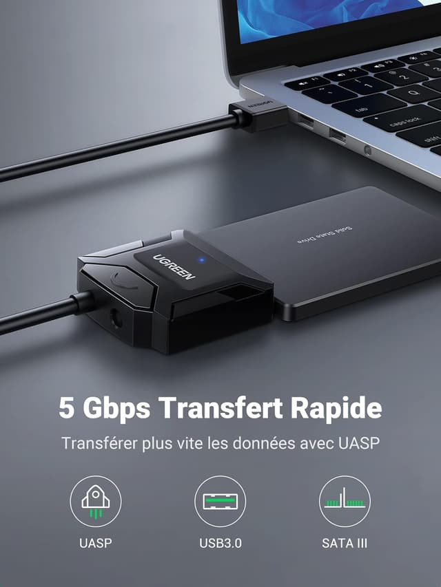 Detalle de UGREEN Adaptateur USB 3.0 SATA 5 Gbps