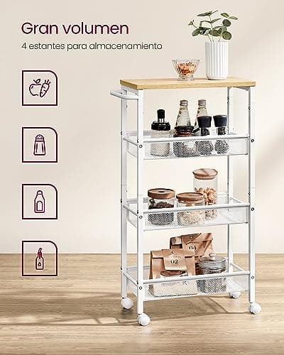 Thumbnail 2 de VASAGLE Carro de Cocina 4 Niveles, Ruedas y Asa 🛒