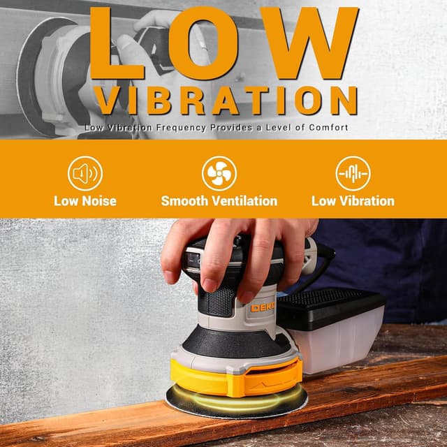 Thumbnail 3 de DEKOPRO 300W Random Orbit Sander (125mm) with Variable Speed & 16 Sandpaper Set