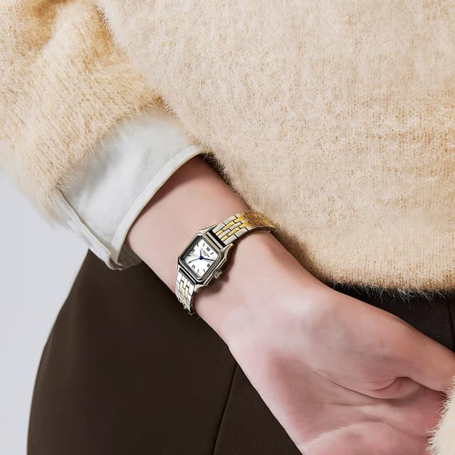 Detalle 2 de VICTORIA HYDE Gold Damenuhr aus Edelstahl mit rechteckigem Vintage-Design (Quarz, analog)