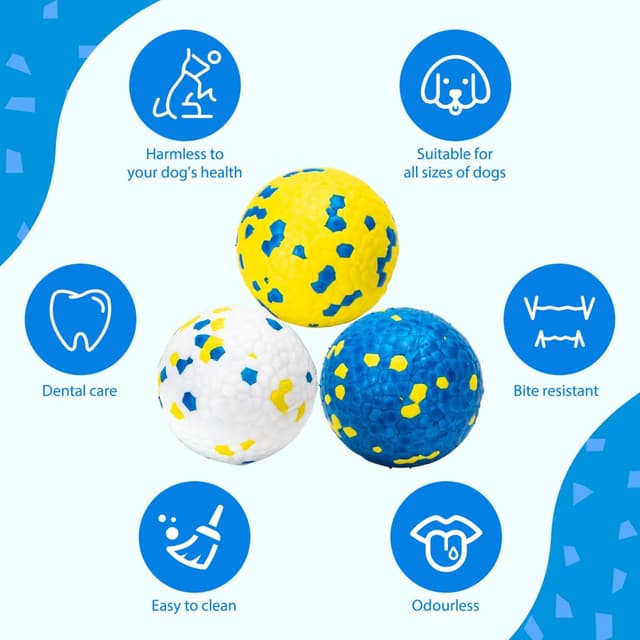 Detalle 2 de Palle per cani Nobleza “Indistruttibili” a alto rimbalzo, set da 3 pezzi Ø 6,3 cm