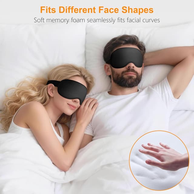 Detalle de Gritin 100% Blackout Sleep Eye Mask – 3D zero-pressure eye design for side sleepers