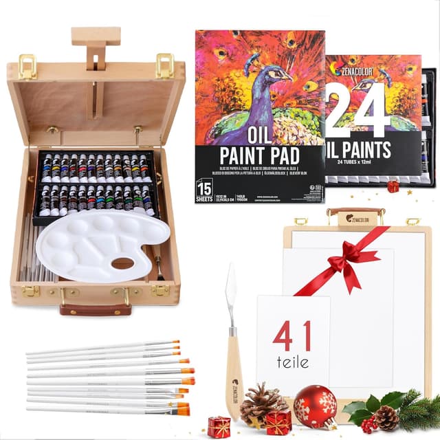 Detalle de Staffelei mit Ölfarben Set Malset 41 Teile
