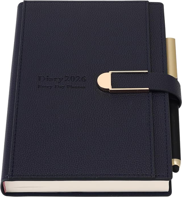 Detalle de Mljtoyo Terminplaner 2026 (A5) – Tagesplaner mit Stift, Hardcover & 1 Tag pro Seite (Jan–Dez 2026)