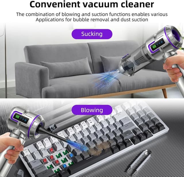 Detalle de botatio Handheld Vacuum Cleaner (25000Pa) with 4-in-1 Car Cleaning, Digital Display & 1‑Touch Emptying