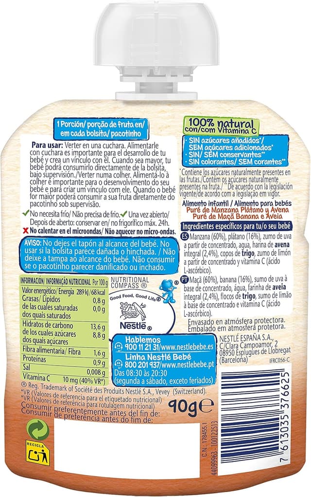 Thumbnail 2 de Nestlé Papillas Bolsitas de frutas y cereales 🍎🍌