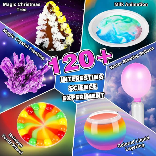 Detalle de 120+ Experiments Science Kits for Kids (Age 6–12+) STEM Chemistry Set with Goggles, Funnels & Safe Materials