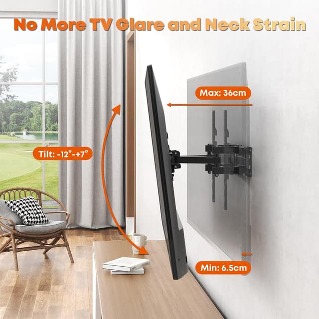 Detalle de TV Wandhalterung schwenkbar & neigbar (32–70 Zoll, bis 50 kg, VESA bis 400x400) mit Doppelarm-Design