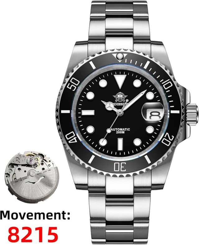 Detalle 2 de ADDIESDIVE AD2503 Herren-Automatikuhr mit Saphirglas, 200 m Wasserdichtigkeit und Saphirglas