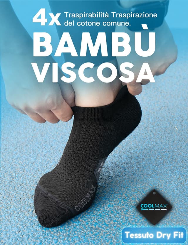 Detalle 2 de Juclise Calzini da corsa invisibili con compressione 15-20 mmHg Coolmax Bamboo da donna