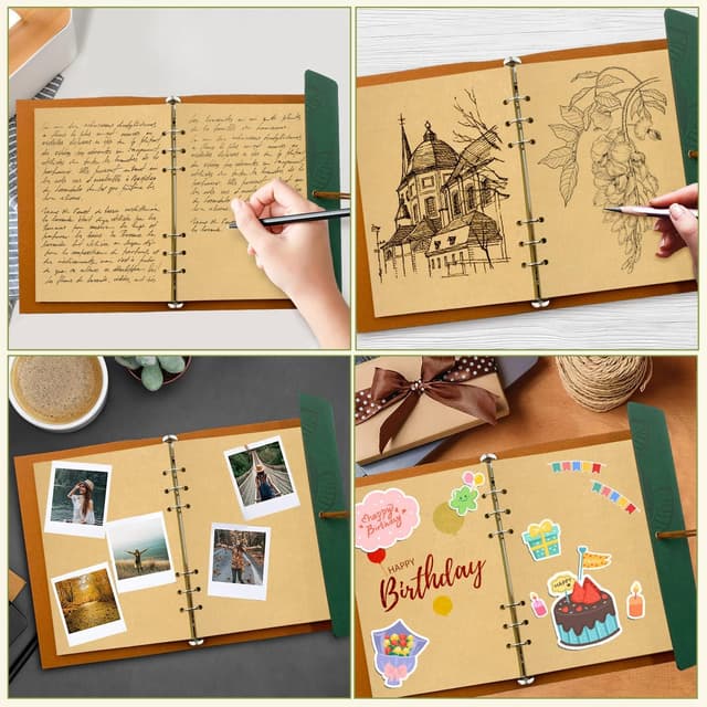 Detalle de Joy & Inspiration Taccuino diario in PU pelle vintage ricaricabile A5 verde