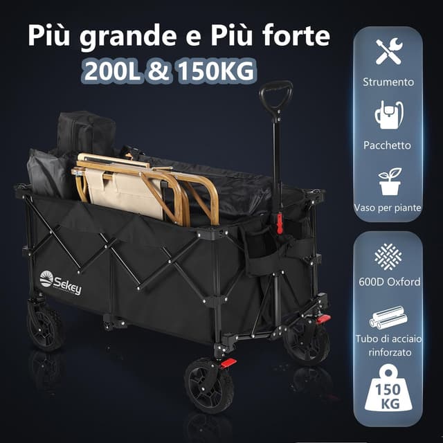 Detalle 2 de Sekey XXL Plus Carrello Pieghevole 200L 200kg