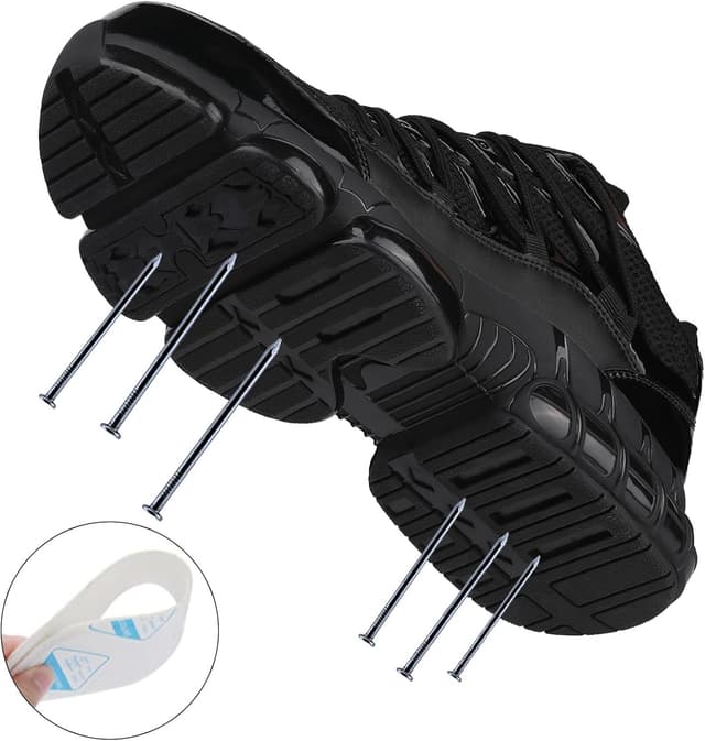 Detalle de NIFOFISE steel toe cap trainers – lightweight breathable safety work shoes with non-slip sole