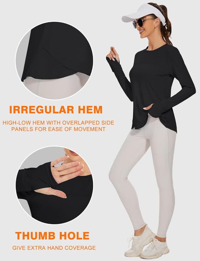 Detalle de IECCP Women’s long sleeve workout shirts with UPF 50+ sun protection and thumbholes