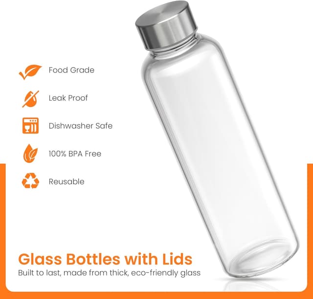Detalle de Epica Clear Glass Bottles 18oz Reusable 🧃