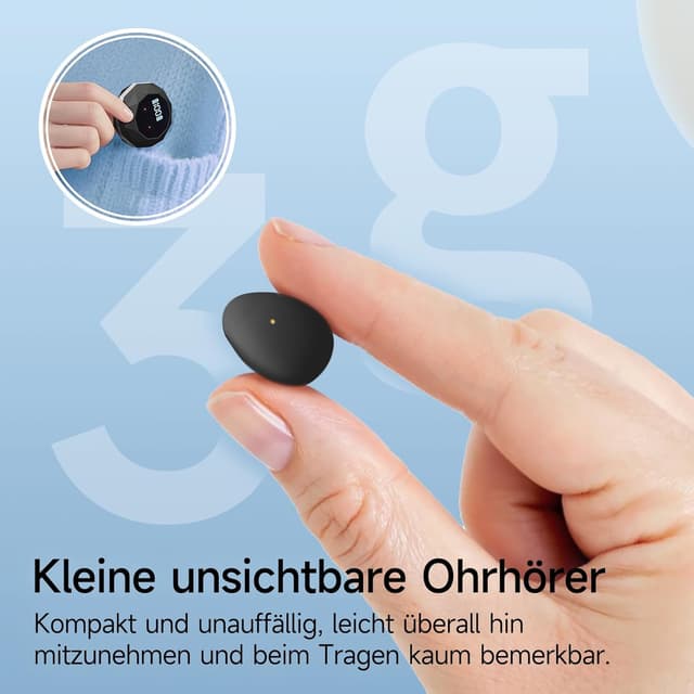 Detalle 1 de sunvito Schlafkopfhörer Bluetooth 6.0 – Mini kabellose In-Ear zum Schlafen, Arbeiten & Reisen