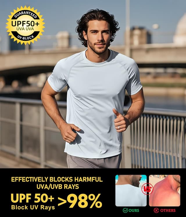 Detalle de Boyzn men’s UPF 50+ rash vest (1 or 3 pack) for swimming, surfing and outdoor days