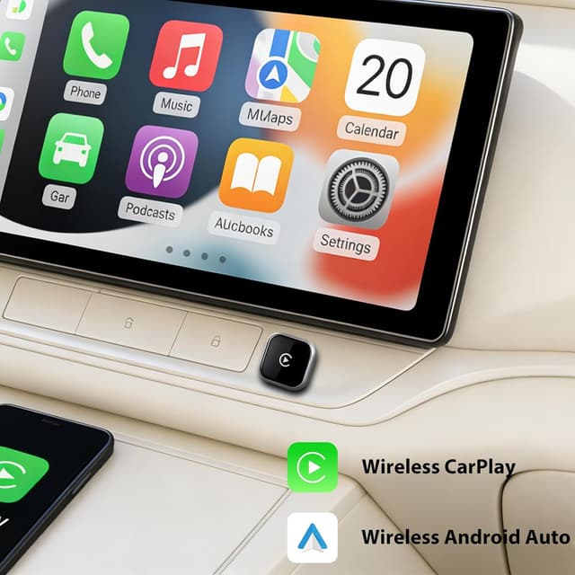 Detalle de Astraon Adattatore wireless 2 in 1 per auto CarPlay e Android (USB mini, argento) per connettività dal 2016