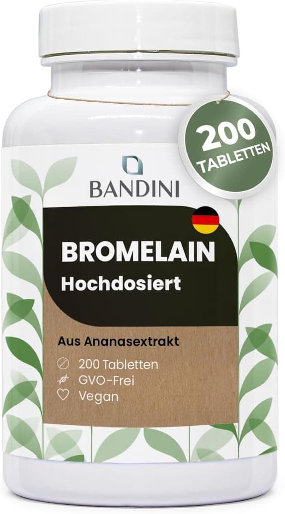Detalle de Bandini® Bromelain 10.000 F.I.P./g – 200 magen-saftresistente Tabletten für Entwässerung & Blähungen