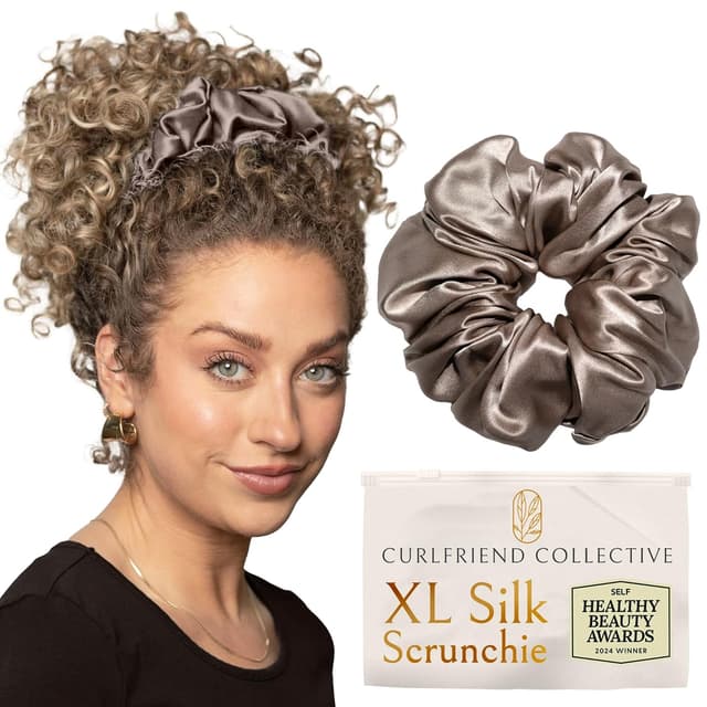 Curlfriend XL London Fog Silk Scrunchies for Women (Oversized Mulberry Silk Hair Ties)