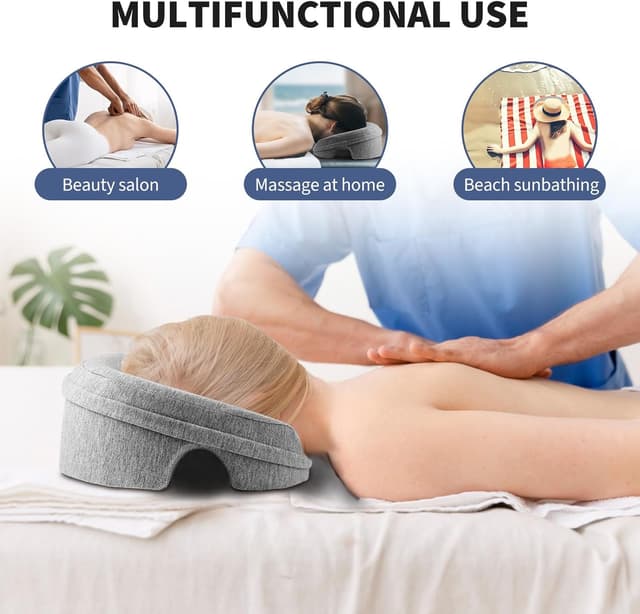 Thumbnail 6 de Face Down Massage Table Pillow with Face Cradle Pad (Removable Cover) — Grey