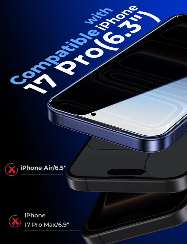 Detalle de MAGIC JOHN Verre Trempé Anti-Espion pour iPhone 17 Pro (2 pièces) – Protection écran 9H avec installation sans bulles