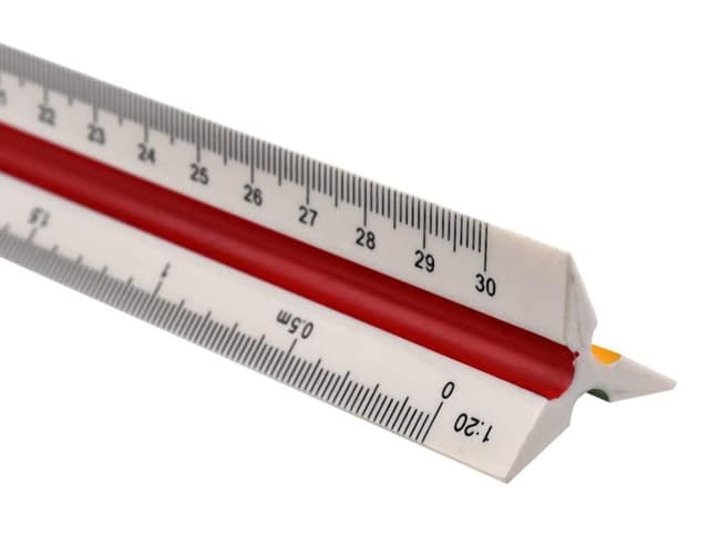 Detalle de Roysmart Dreikantmaßstab aus Kunststoff, 30 cm – mit sechs metrischen Skalen (1:20 bis 1:125)