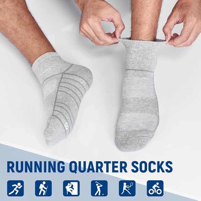 Detalle 1 de coskefy Sports Quarter Ankle Socks (85% cotton) – cushioned anti-blister trainer socks, 6 pairs