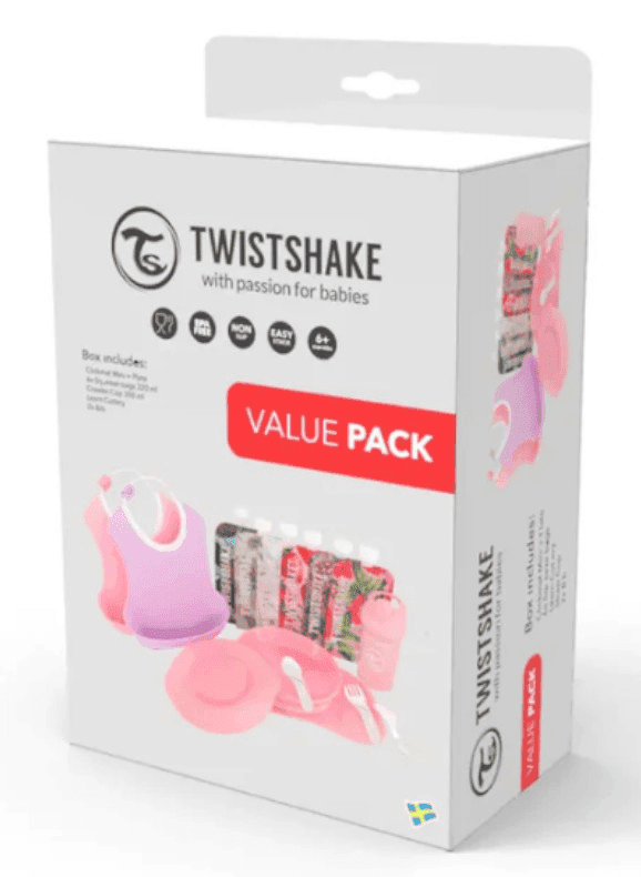Thumbnail 1 de Twistshake Baberos y Vajilla Rosa para bebé: juego 4 piezas