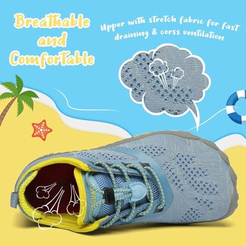 Detalle de SAGUARO zapatillas minimalistas barefoot de secado rápido para niños (turquesa) talla 30 EU