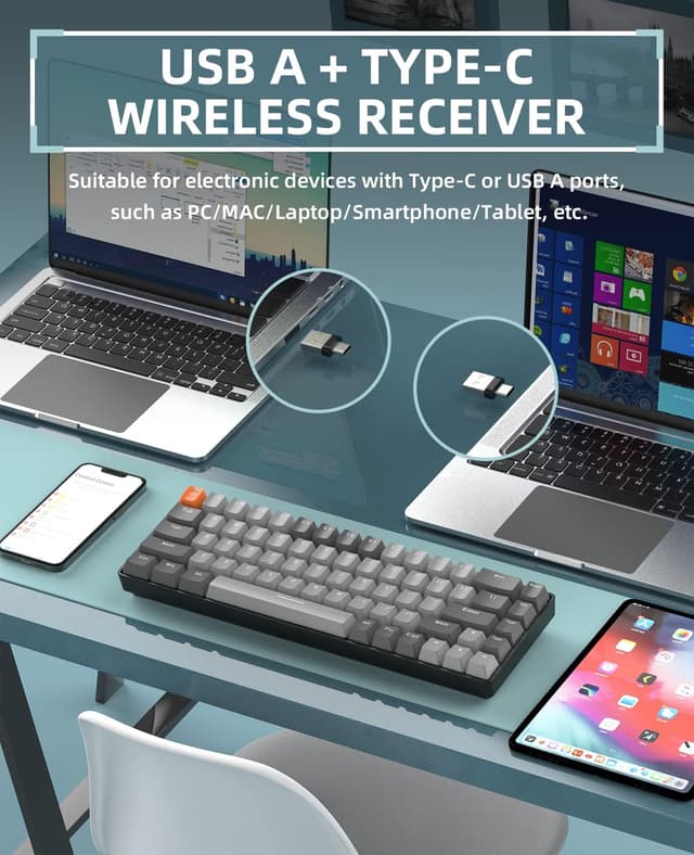 Detalle 2 de MAGIC-REFINER RK68 Teclado Mecánico Gaming Inalámbrico ⚡