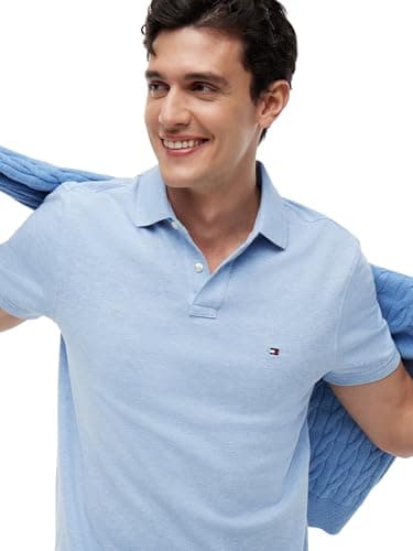 Detalle 1 de Tommy Hilfiger Polo Regular 1985 para Hombre MW0MW17770 (Azul, XL)