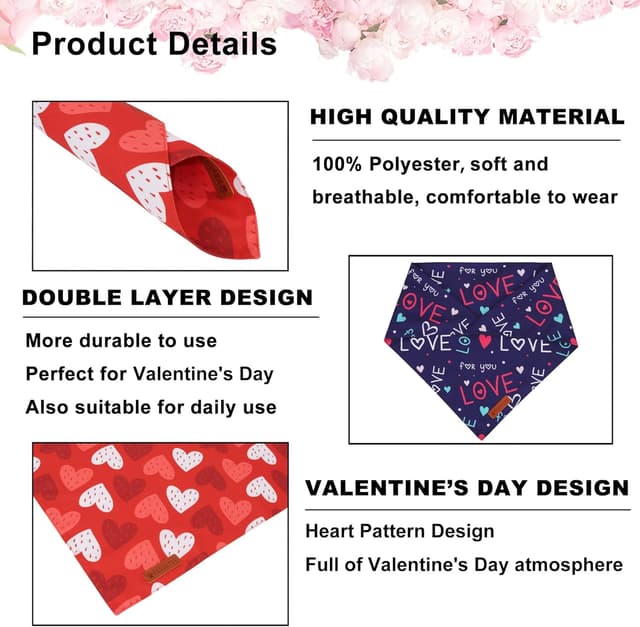 Thumbnail 4 de ADOGGYGO Valentine Dog Bandana Large ❤