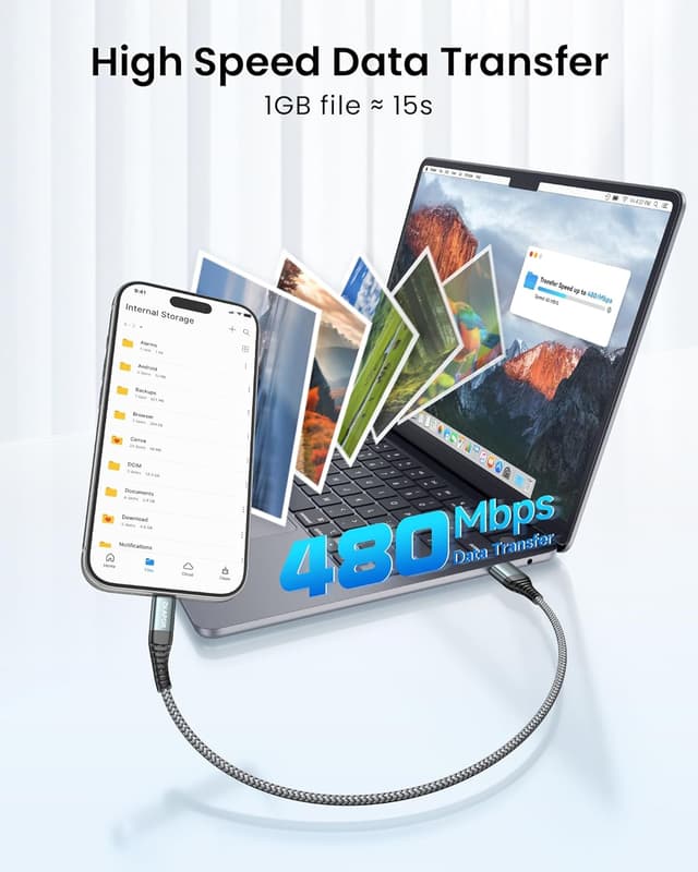 Detalle de ZKAPOR ZKAPOR USB C cable 30cm 3A