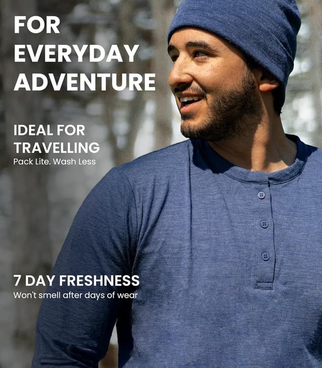 Detalle 2 de Merino.tech 100% Merino Wool Base Layer Long Sleeve Shirt for Men