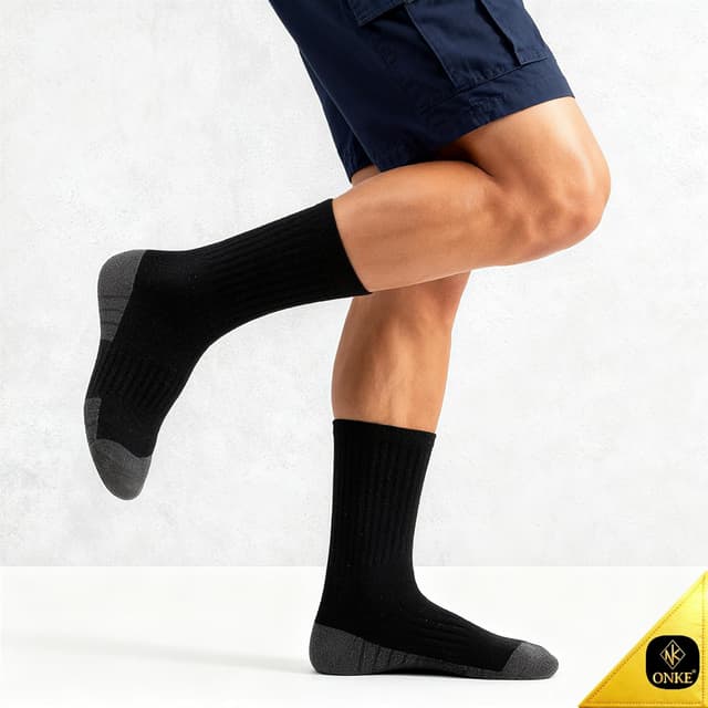 Detalle de ONKE Max Full Cushion Crew Socks for Steel Toe Work Boots — Moisture Wicking, Odor Control, Reinforced Toe & Heel (Men’s Sizes 9–15)