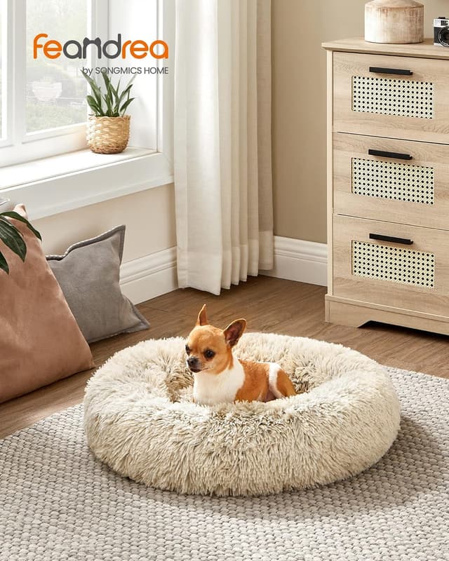 Detalle de Feandrea Cuccia Cane Interno a Ciambella Ø 60 cm con cuscino sfoderabile e lavabile (cachi ombré PGW038S01)