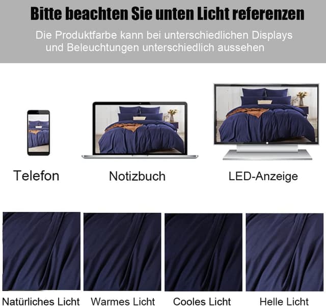 Thumbnail 6 de Soifox Bettwäsche-Set 140x200 Blau (Mikrofaser, bügelfrei & knitterfrei) mit Kissenbezug 80x80