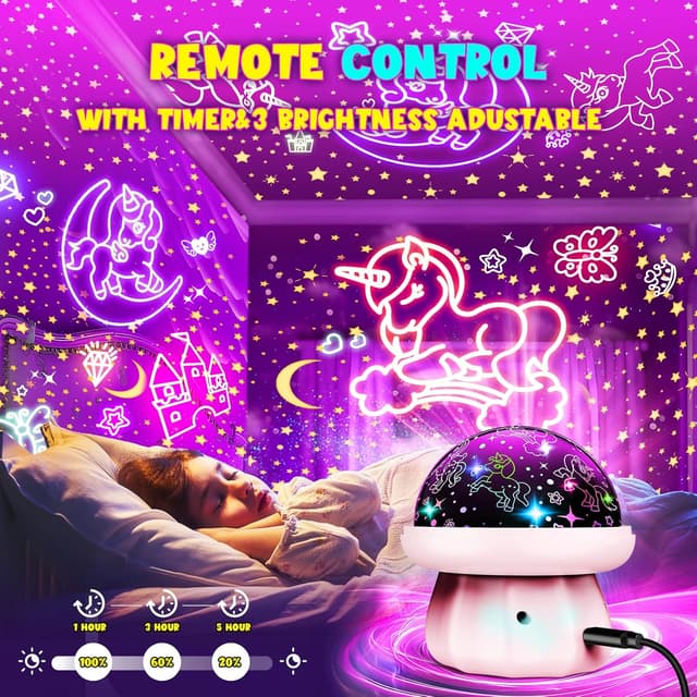 Detalle 2 de Hapikids Unicorn Night Light Projector 360°
