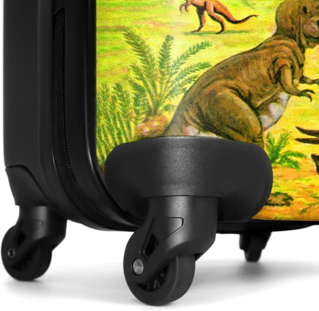Detalle 2 de Valigia per bambini NoBoringSuitcases.com con trolley, dinosauri (55x40x20 cm)