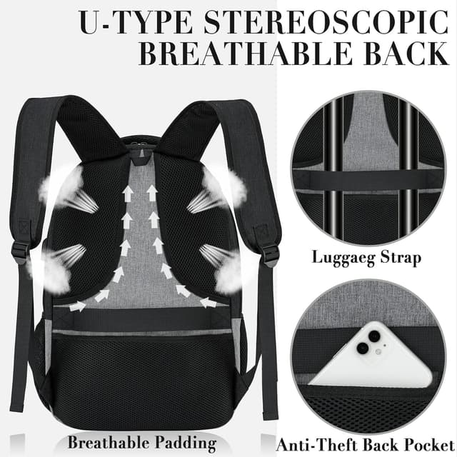 Detalle 2 de BIKROD Rucksack für Damen & Herren mit 17,3-Zoll-Laptoptasche, USB-Anschluss und Anti-Diebstahl-Schutz