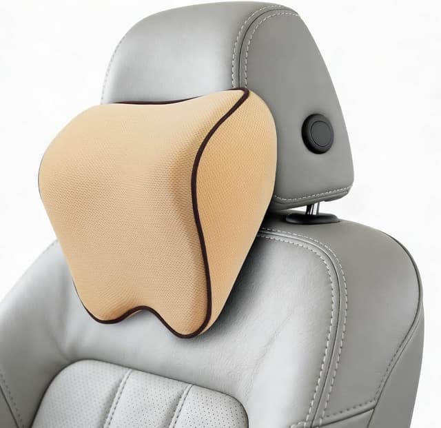 Detalle de Alaoo Cuscino Poggiatesta Auto ortopedico con supporto collo e spalle, rimovibile e traspirante (beige, 1 pezzo)