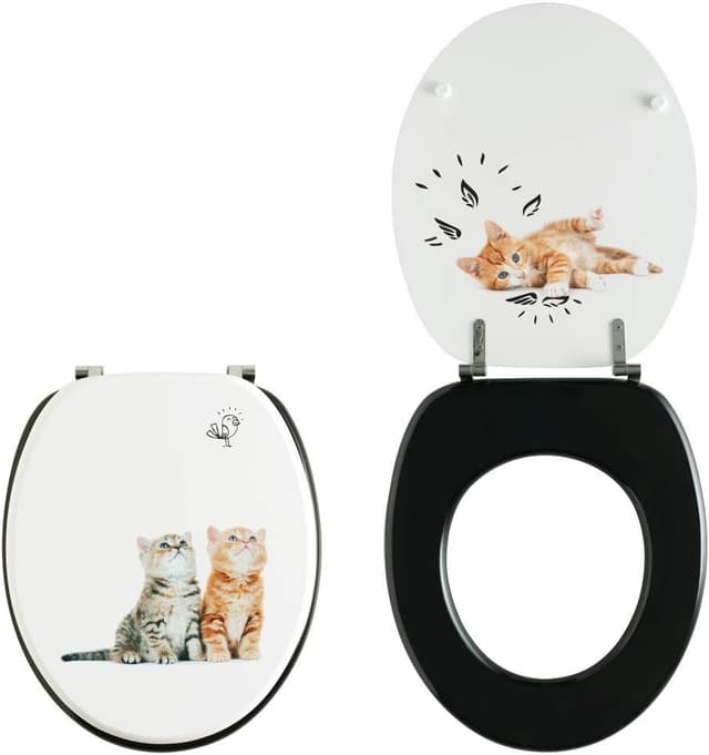 Detalle de Abattant WC Wirquin 20723912 Woody en MDF blanc et noir (FSC) forme U avec charnières inox