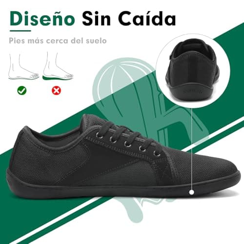 Detalle 2 de SAGUARO Luck Ⅰ zapatillas barefoot minimalistas transpirable y antideslizante, negro (EU 43)