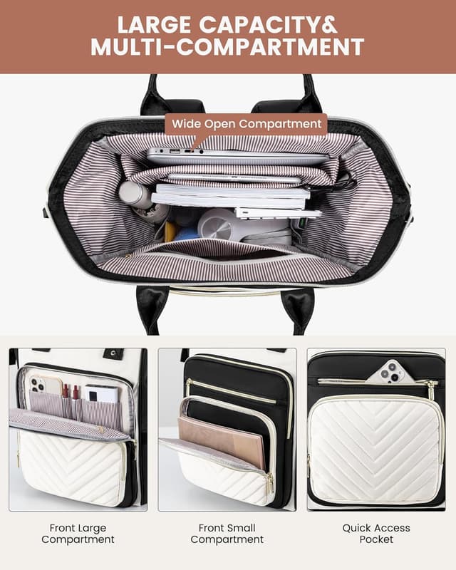 Detalle de LOVEVOOK Rucksack Damen 15,6 Zoll wasserdicht