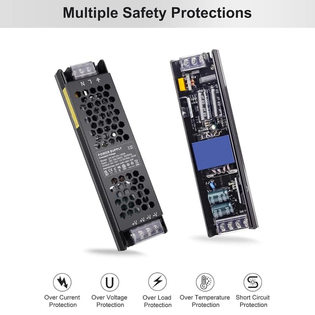 Detalle de REYLAX 24V LED Driver 150W (6.25A) – 240V to 24V DC constant voltage power supply