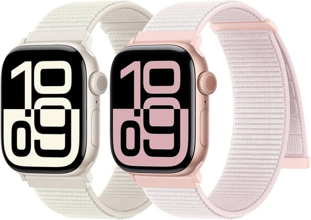 Detalle de Yoohoo 2-Pack Nylon Sport Loop Watch Strap for Apple Watch (38–49mm)