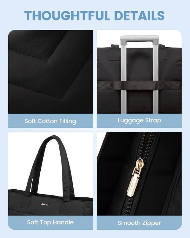 Thumbnail 6 de LOVEVOOK women’s lightweight puffer tote bag with zip and padded laptop compartment